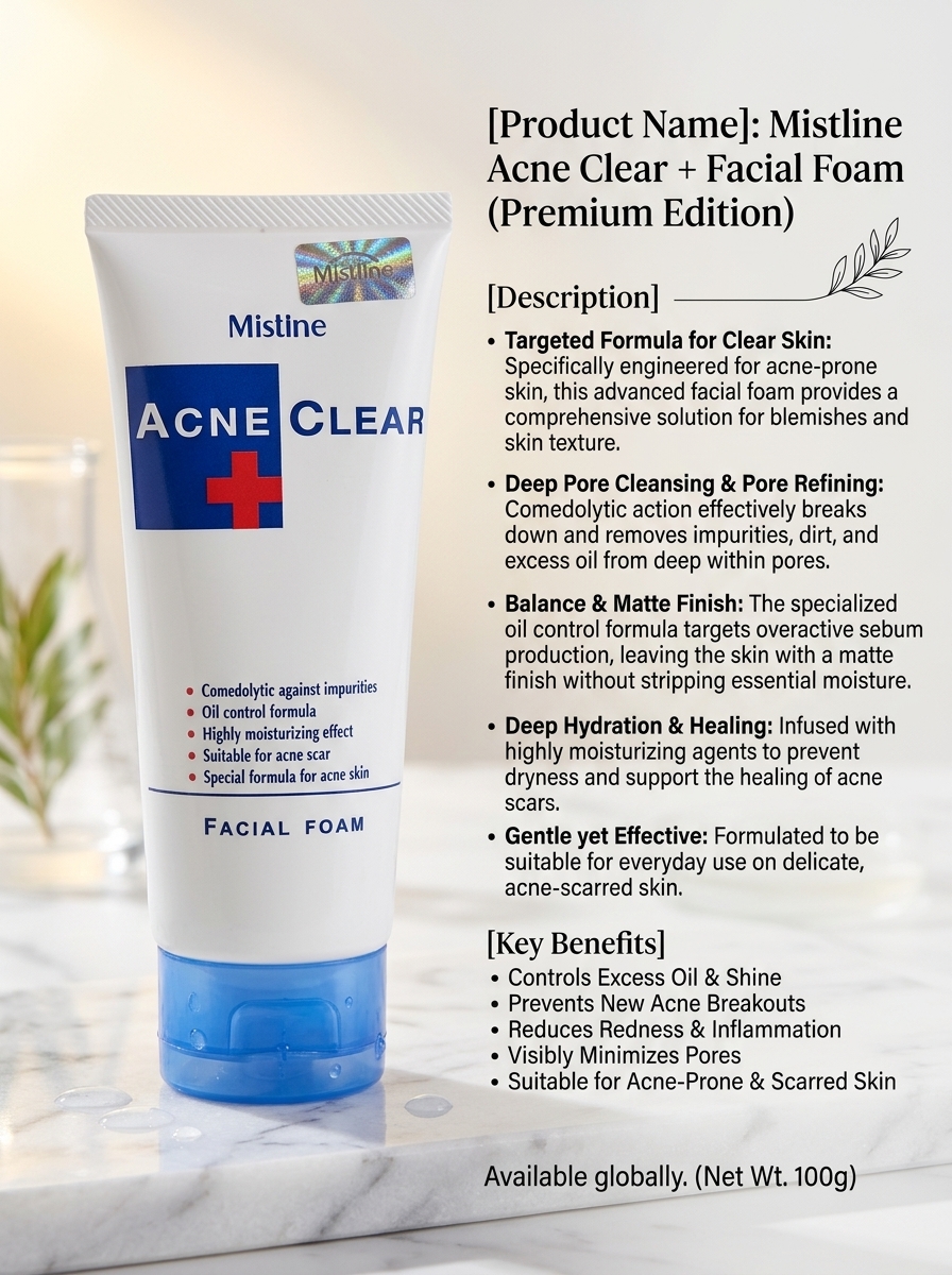 Mistine Acne Clear Facial Foam (85g) - Made in Thailand