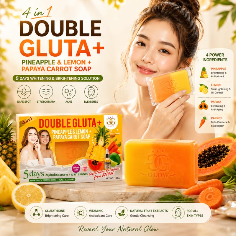 Glow 4 in 1 Double Gluta+ Pineapple & Lemon + Papaya Carrot Soap (160g)